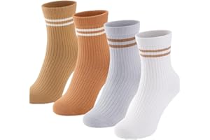 UMELOK Boys' Cotton Athletic Crew and Ankle Socks Kids Sports Socks 4-Pair Packs