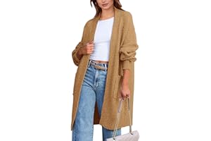 KIRUNDO Womens Cardigan 2024 Fall Fashion Oversized Open Front Long Knit Cardigan Casual Winter Sweater Coats with Pockets