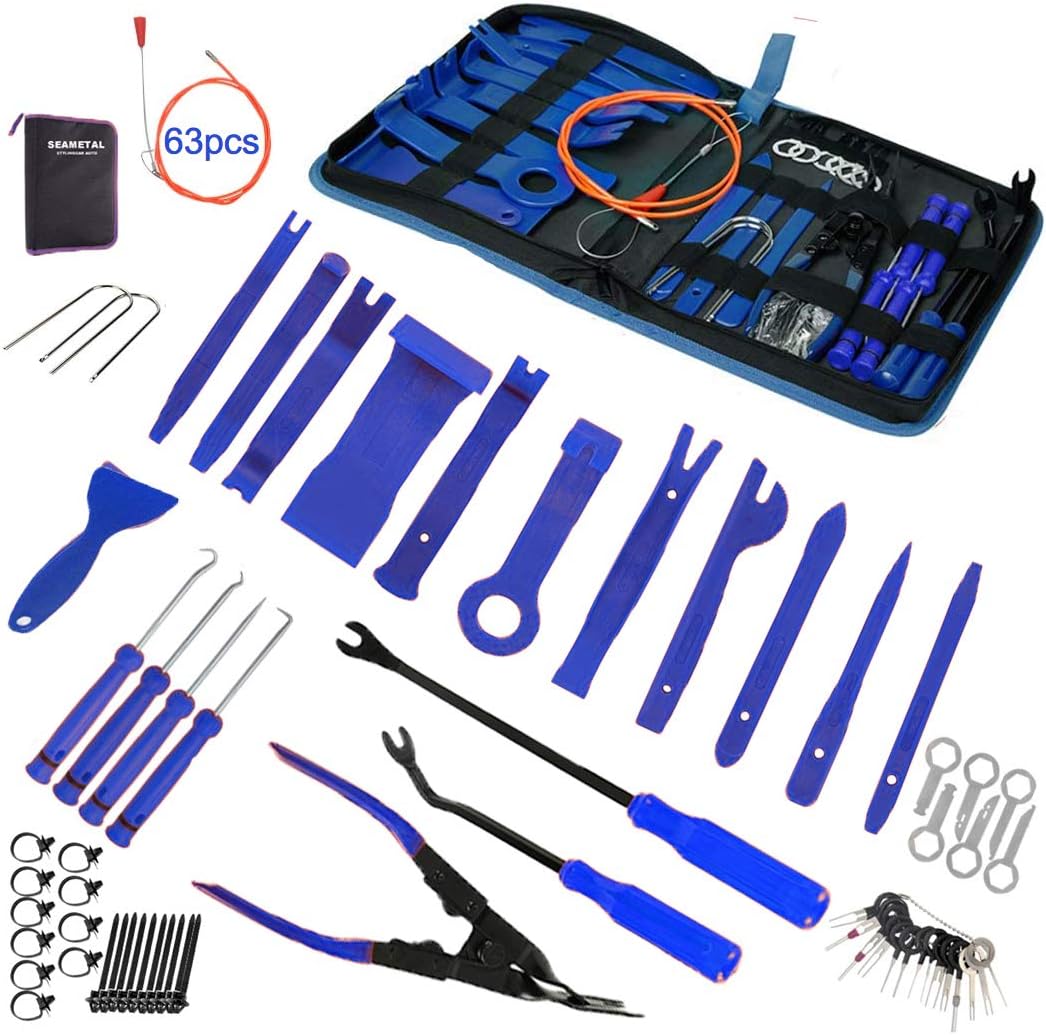 STYLINGCAR 43pcs Car Trim Removal Tool Auto Door Panel Removal Tool Set with Clip Plier Set & Fastener Remover (43pcs Blue)