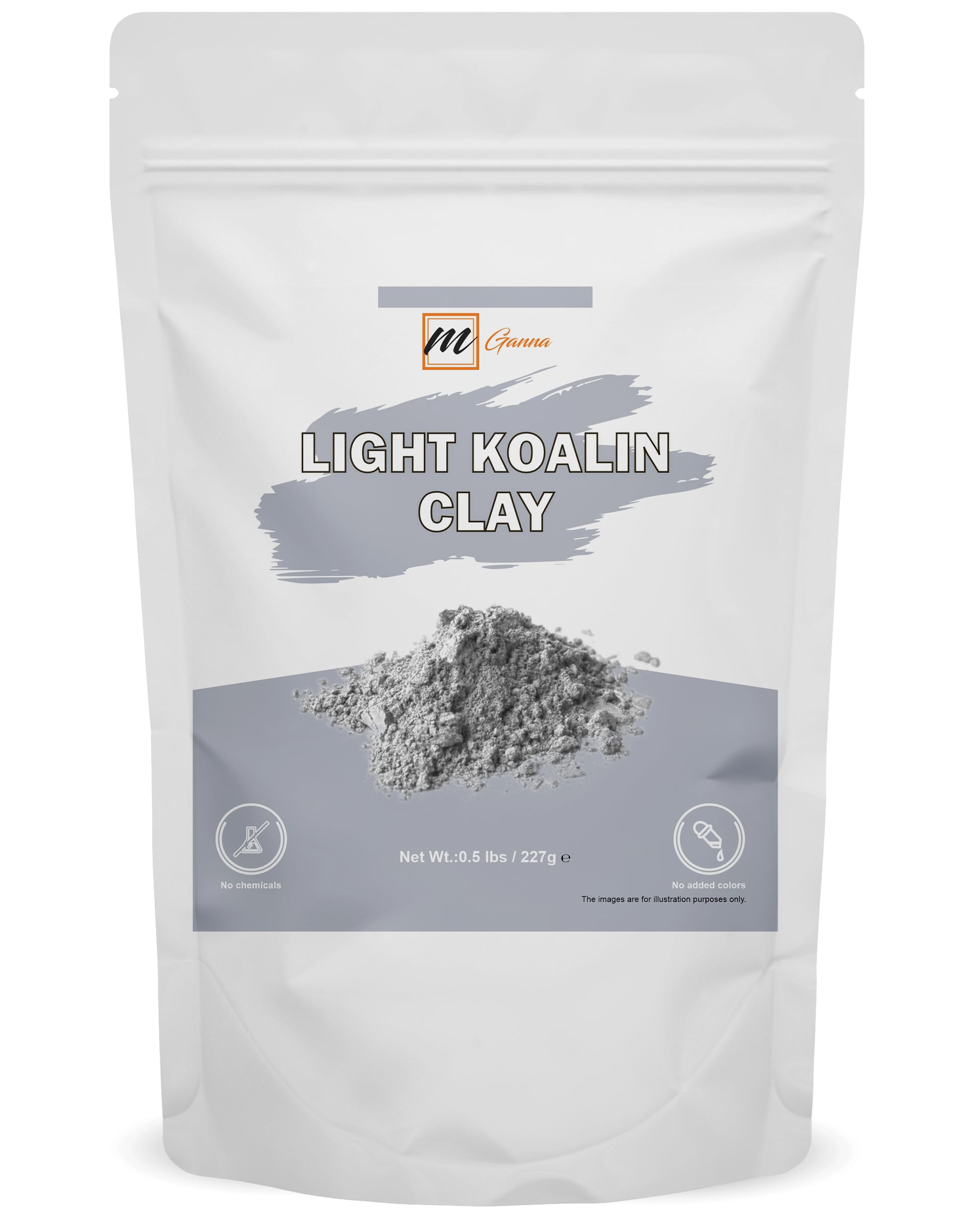 mGanna 100% Natural Light Kaolin Clay Powder 0.5 Lbs / 227 GMS for Facial Masks, Creams, Face Masks, and Soap Making