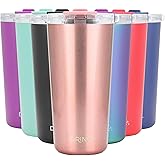 Drinco - 20 oz Stainless Steel Tumbler | Double Walled Vacuum Insulated Mug With Lid, 2 Straws, For Hot & Cold Drinks (20oz Bling Rose Gold, 20oz)