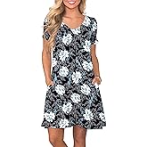 lionstill Women's Casual T Shirt Dress Summer Short Sleeve Swing Dresses with Pockets