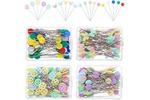 GALPADA 400pcs Flat Head Straight Sewing Pins Set with Decorative Dressmaker Butterfly and Button Pins