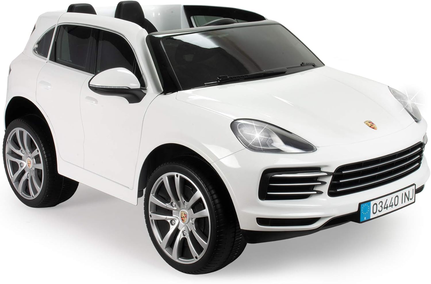 INJUSA - Porsche Cayenne S Licenciado Color Blanco de 12V Biplaza para niños de más de 3 Años, (719)