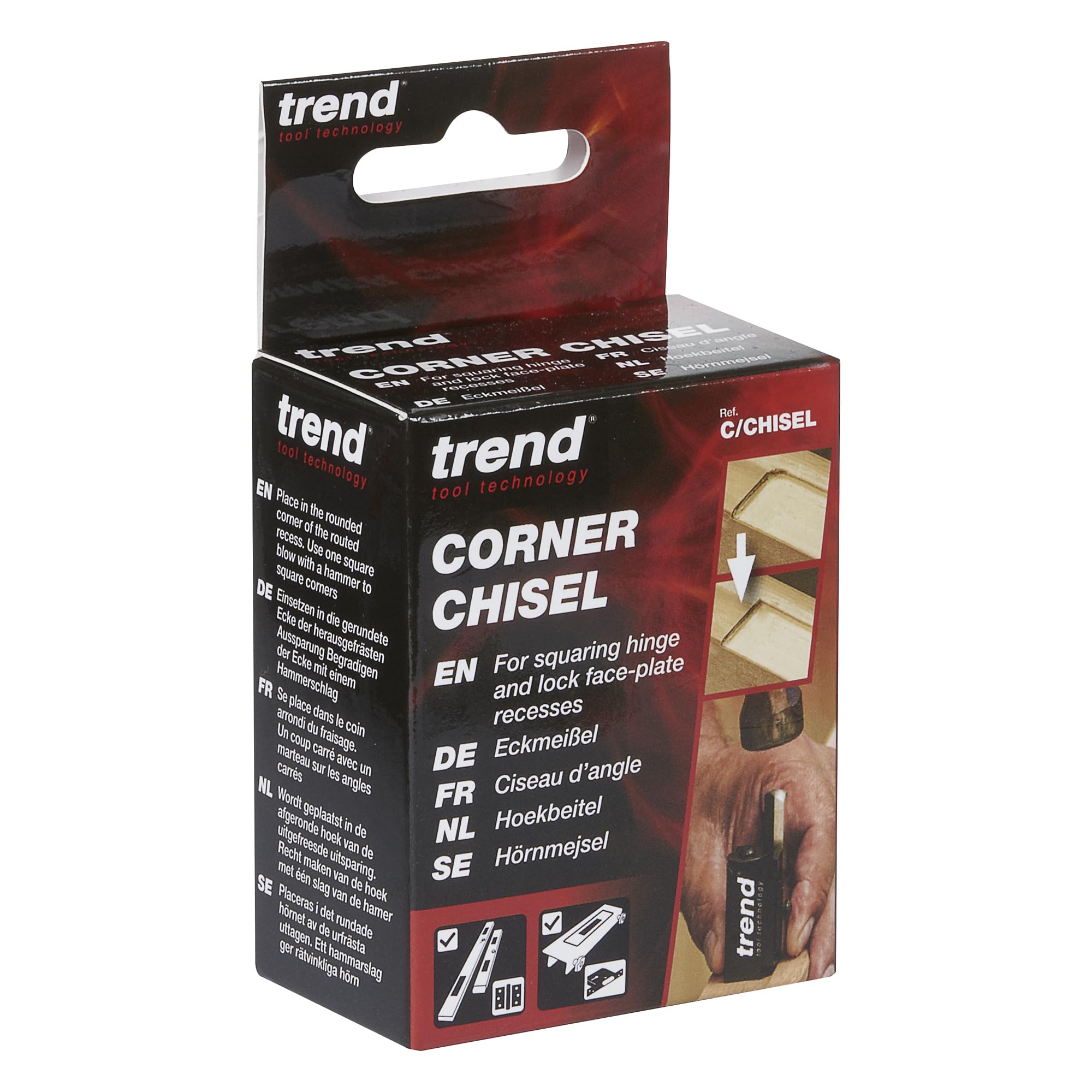 Trend Hinge Recess Squaring Corner Chisel, Quickly Square Up Rounded Corners, C/CHISEL