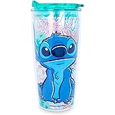 Disney Lilo & Stitch Acrylic Travel Tumbler With Slide Close Lid | Tall Carnival Cold Cup For Drinks, Juice, Lemonade | Home & Kitchen Essentials, Cute Gifts and Collectibles | Holds 20 Ounces