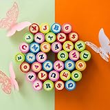 Set De 40 Sellos De Alfabeto Y Números Con Tinta – Juego De Madera Y Goma Para Manualidades Y Álbumes De Recortes