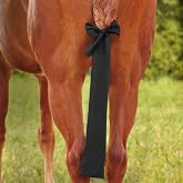 Harrison Howard Stretchy Tail Bag, Horse Tail Guard Slip on Design | 22" Length, 2 Strand Closure Straps Keep Horse's Tail Clean &amp; Protected for Shows, Makes Grooming Easy, Classic Black