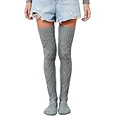 Leoparts Women's Cable Knitted Thigh High Boot Socks Extra Long Winter Stockings Over Knee Leg Warmers