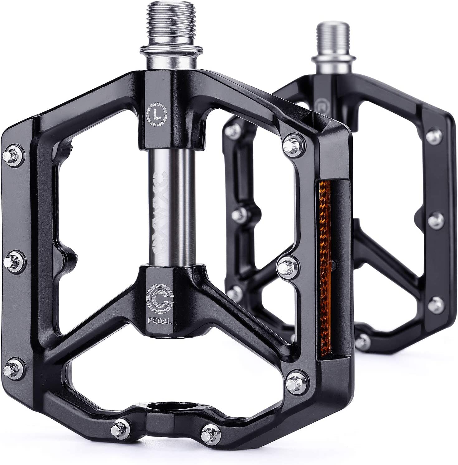 CXWXC Bicycle Pedals with Reflectors MTB Pedals Aluminium Alloy Bicycle Pedals Set 3 Sealed Pedals Bicycle Non-Slip Road Bike Pedals 9/16 Cube Bicycle for Mountain Bike, Road Bike