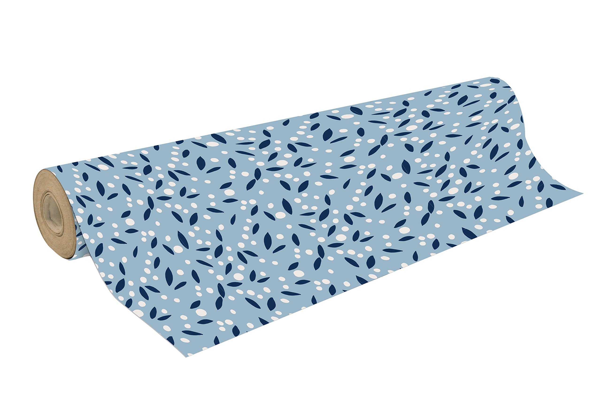 Clairefontaine 223859C - A Reel of Recycled Raw Kraft Paper - Dimensions: 50mx70 cm - 70g - Pattern: Blue Petals - Recycled paper, ideal for gift wrapping, DIY