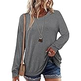 onlypuff Long Sleeve Tunic Top for Women Casual Loose Fitting Fall Fashion Clothing with Pockets