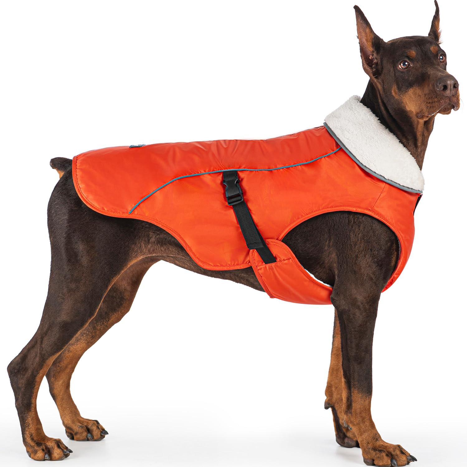 EMUST Winter Dog Jacket, Windproof Dog Apparel for Cold Weather, Reflective Winter Coats for Dogs, Warm Puppy Jacket for Cold Winter, Orange, S