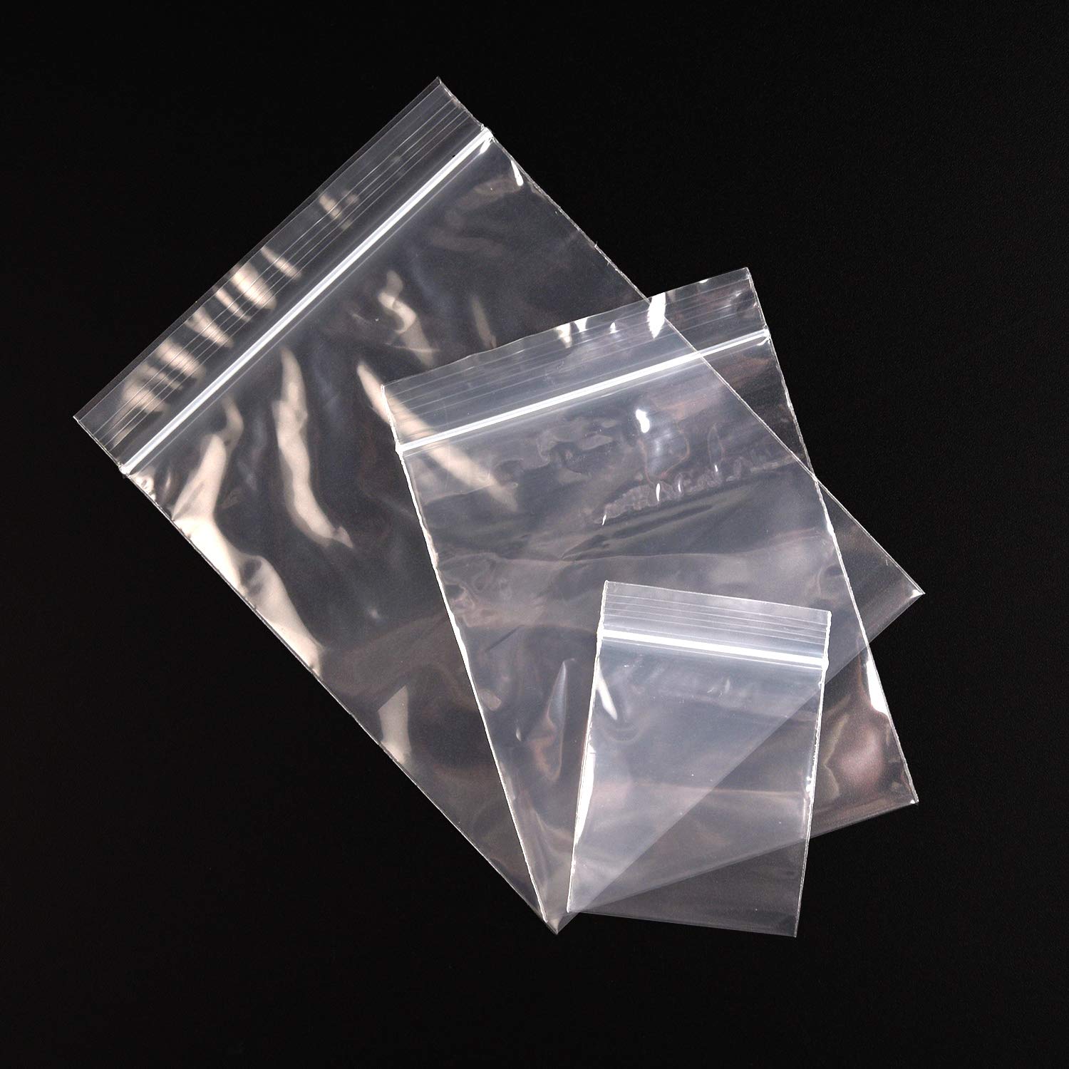 TUPARKA 3 Sizes 300pcs Reusable Clear Plastic Zip Lock Bags, Self Seal, Waterproof, Grip Seal Bags for Kitchen Craft Jewellery Storage