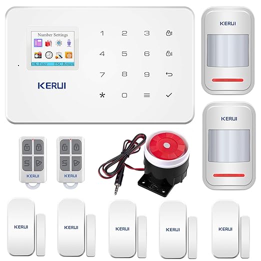 KERUI G18 Sistema de Alarma GSM Inalámbrico Control Remoto por CALL/SMS/APP - Kit Alarma Antirrobo Casa DIY con Sensor Puerta/Detector Movimiento ...