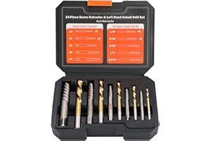 UYECOVE 10PCS Stripped Screw Extractor Set, 35# Cr-Mo & 6542 HSS Steel Cobalt Left Handed Drill Bit | Broken Screw Extractor Kit | Easy Out Screw Extractor Set Removing Stripped Screws Broken Bolts