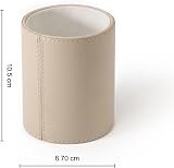 Osco Faux Leather Pen Pot Desk Organizer 10.5cm H 8.7cm Dia Taupe view 2