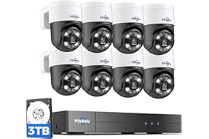 【Human Tracking+300°Pan 90°Tilt】 Hiseeu 4K PoE Security Camera System,Wired NVR Security Camera System w/8 * 5MP PoE PTZ Camera Outdoor&Indoor,2-Way Audio,Color Night Vision,7/24 Record