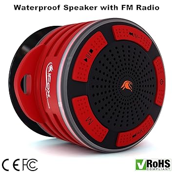Waterproof Bluetooth Speaker Shower Radio Red Black