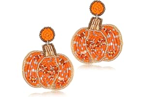 ARATLENCH Halloween Earrings for Women Cute Pumpkin Ghost Beaded Dangle Earrings Statement Spooky Skull Witch Hat Boo Trick Treat RIP Earrings Fun Halloween Holiday Costumes Party Jewelry Gifts