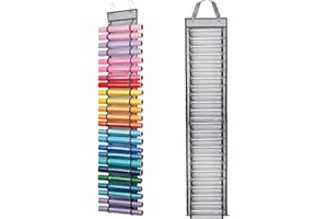 Caydo Vinyl Roll Holder with 24 Compartment, Hooks and Strap, Wall Mounting Vinyl Roll Storage Organizer for Gift Wrap, Craft Paper for Home Closet (Single Sided)
