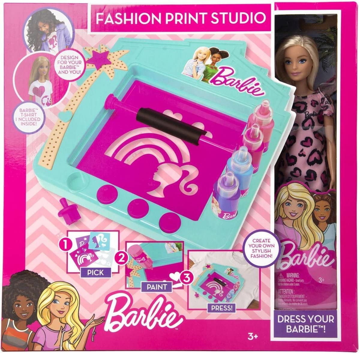 Barbie Print Studio With Doll | Starter Printing Kit | Girls T-shirt Printer