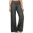 ZOOSIXX Soft Black Pajama Pants for Women, Wide Leg Comfy Casual Lounge Yoga Capri Pants 22'' / 30''