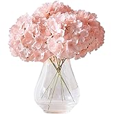 KISLOHUM 10Pcs Artificial Hydrangea Flowers Blush Heads Fake Hydrangea Silk Flowers for Wedding Centerpieces Bouquets DIY Floral Decor Home Decoration with Stems(VASE NOT Included)