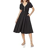 The Drop Womens Daksha Cotton Smocked Zipper Detail Dress