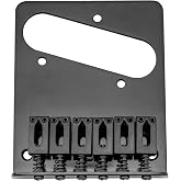 Musiclily Basic 54mm 2-1/8 inch Guitar Bridge Assembly with 6 Saddles Black | for Tele Style Electric Guitar