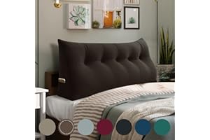 WOWMAX Large Bolster Triangular Headboard Backrest Positioning Support Back Pillow for Sitting in Bed Wedge Pillow Headboard for Day Bed Removable Cover, Gifts for Mom Queen Velvet Coffee