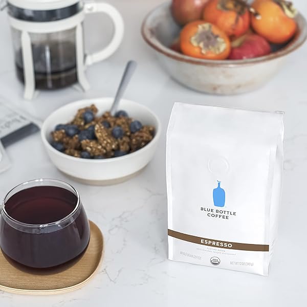 BLUE BOTTLE WHOLE BEAN ORGANIC COFFEE, ESPRESSO, DARK ROAST, 12 OUNCE BAG (PACK OF 1)
