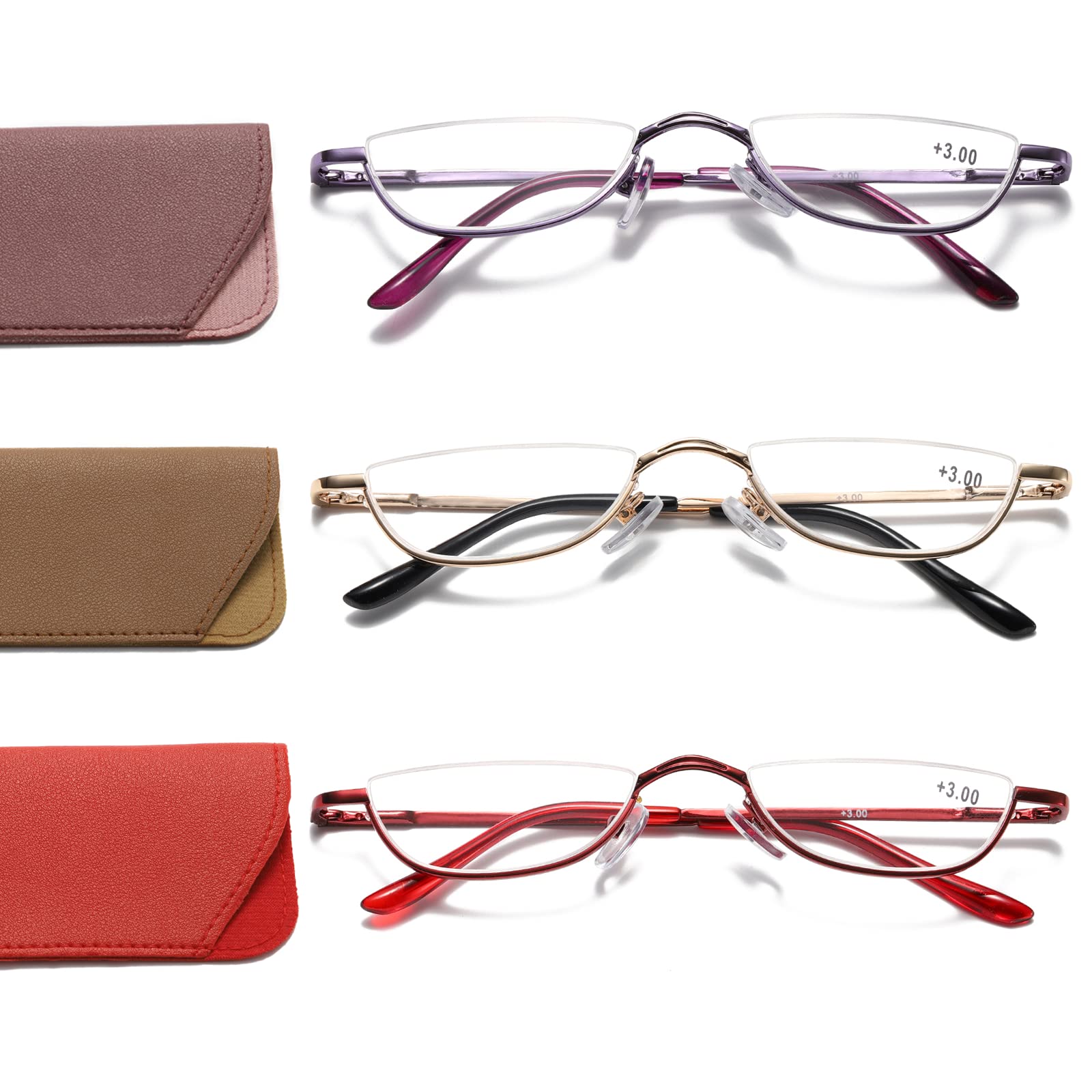 Photo 1 of ***ONLY TWO**** Viseng Half Frame Reading Glasses for Women Men Slim Half Moon Lens Readers Metal 2 pack Semi Rimless eyewear +2.25