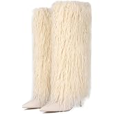Mandiaupup Fold Over Fur Boots for Women