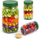Leakproof The Original Salad Pod Container with Side Opening Lid | 33.8oz Mason Salad Jar Lunch Container with Dressing Cup | Dishwasher Safe BPA Free Salad Pod for Meal Prep, Travel, Gym &amp; Office