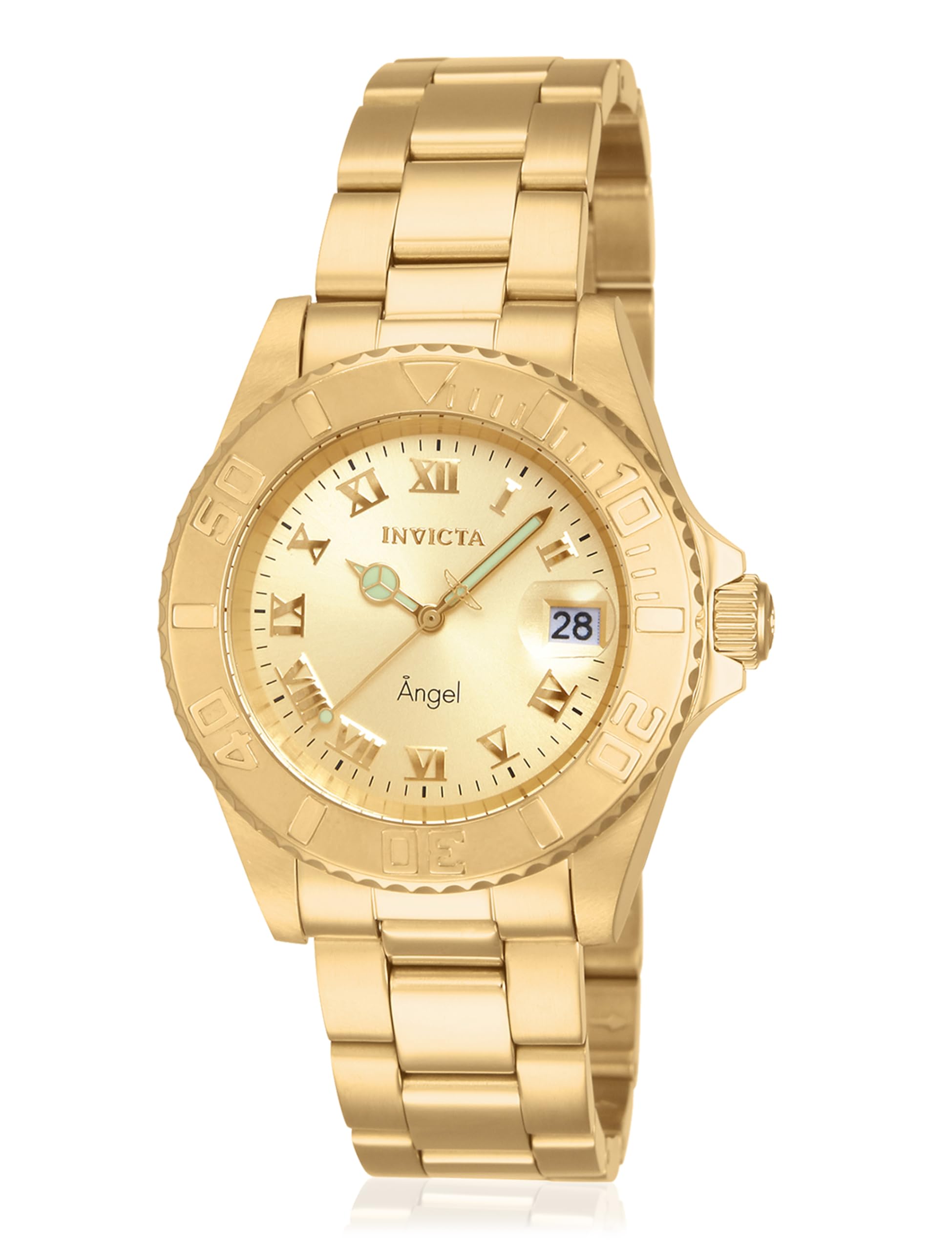 Invicta Angel 14321 Women's Watch - Waterproof - Analogue - Quartz Movement - stainless steel with gold dial - 40mm