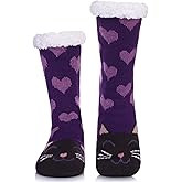 LINEMIN Womens Winter Slipper Socks With Grippers Cozy Warm Cute Fuzzy Slipper Socks