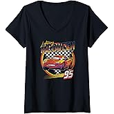 Womens Disney Pixar Cars Lightning McQueen Vintage Race V-Neck T-Shirt