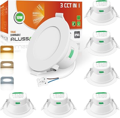 ALUSSO 6 Pack IP65 LED Downlights 10W 3000K-5700K Dimmable Ceiling