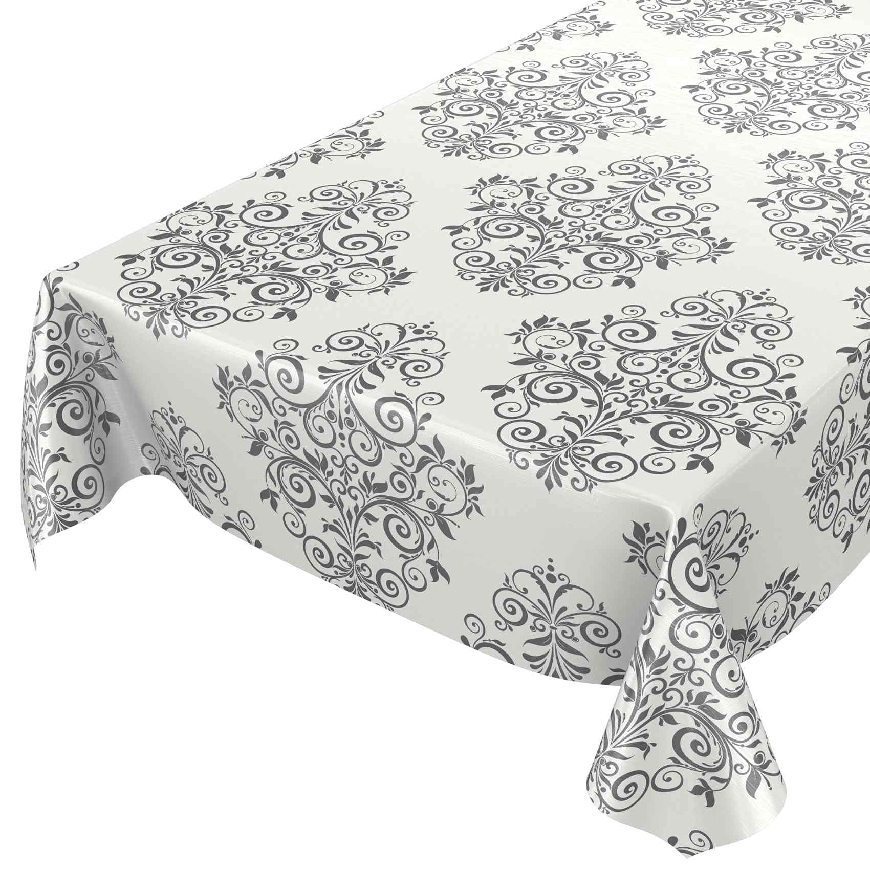 ANRO Waxed Tablecloth Washable Tablecloth Oilcloth Tendril Pattern Beige/Cream 180 x 140 cm