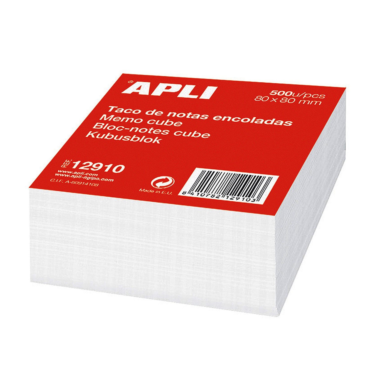 APLI Glued Note Cue 80 x 80 mm White