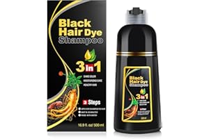 KINGMING Black Hair Dye Shampoo for Gray Coverage - 3 in 1 Herbal Instant color with 100% Cover for Women & Men (500ml)