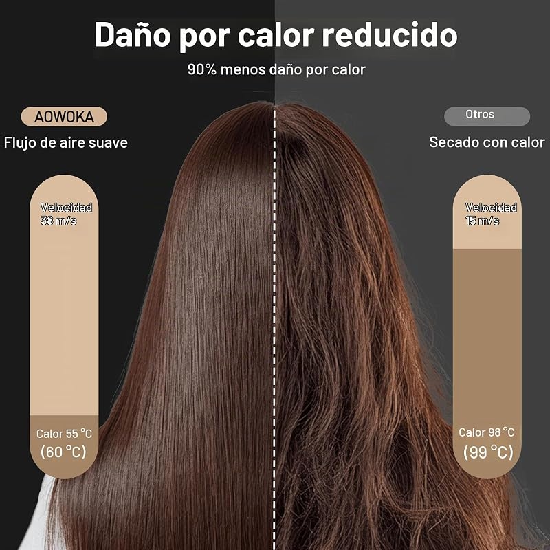 Secador Pelo Profesional Iónico con Difusor y Boquilla, Pantalla Digital