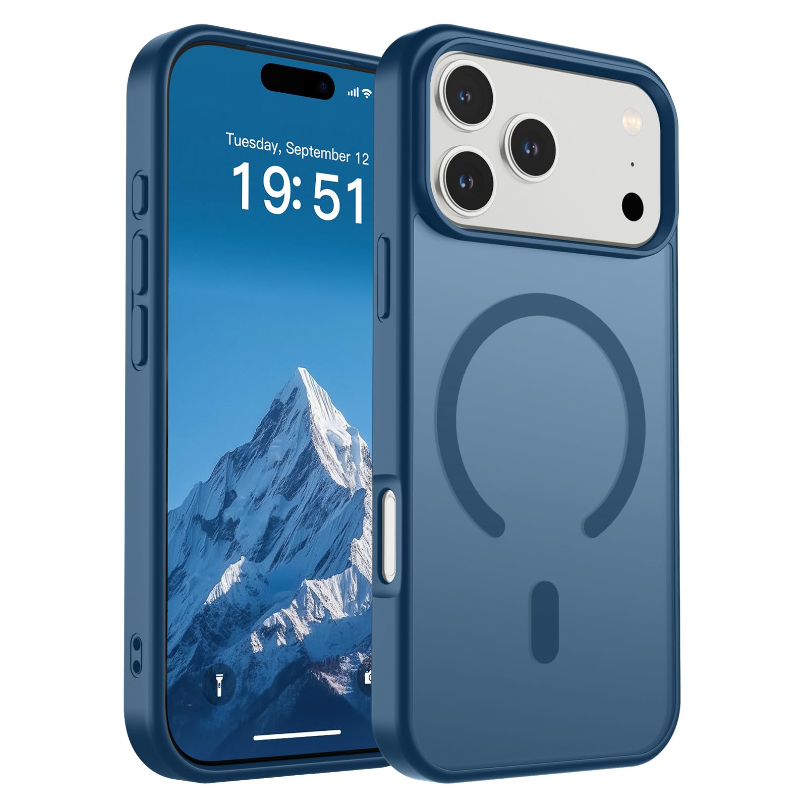 Photo 1 of SUPFINE Magnetic for iPhone 17 Pro Max Case (Compatible with MagSafe)(Military Grade Drop Protection) Translucent Matte Shockproof with Anti-Fingerprint Phone Cover 2025,Deep Blue