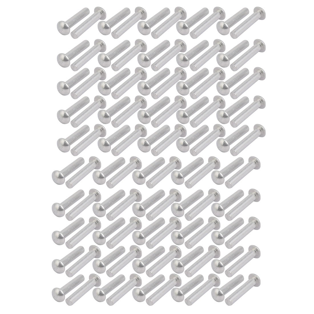 Sourcingmap 100pcs M6 x 30mm Aluminum Half Round Head Solid Rivet Fastener Silver Tone