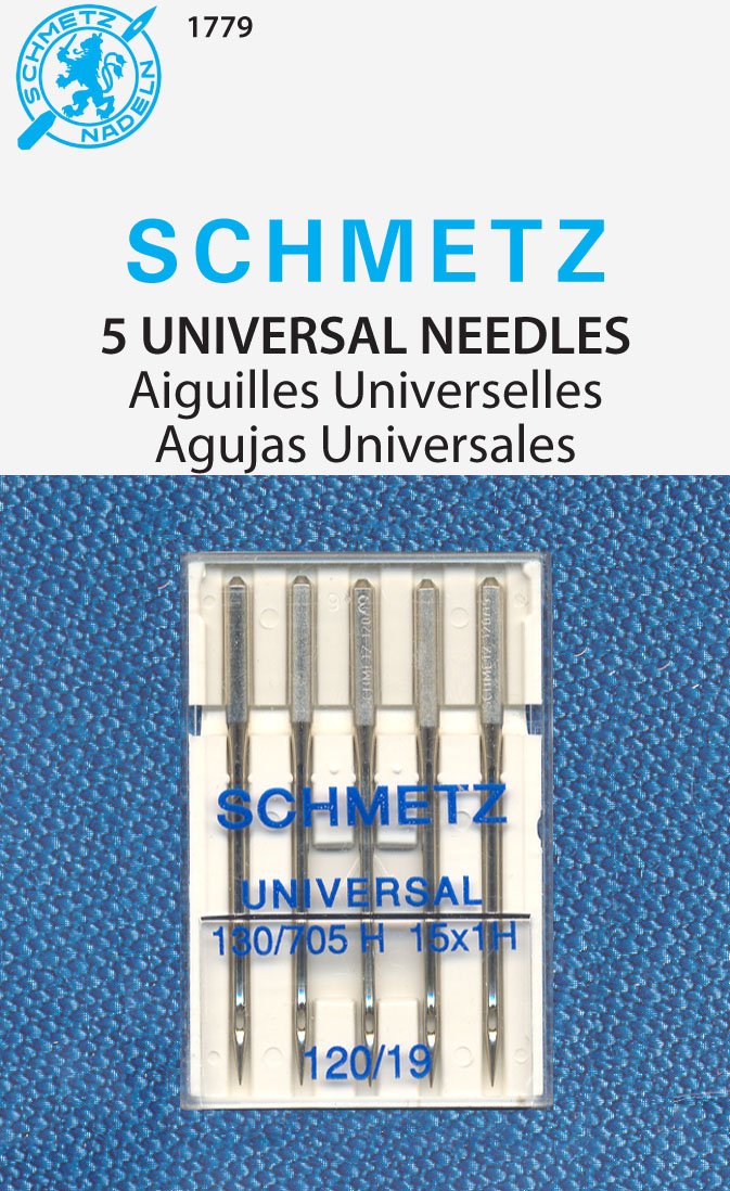 SCHMETZ Universal Sewing Machine Needles - Size 120/19, 5-Needle Cards, Pack of 1