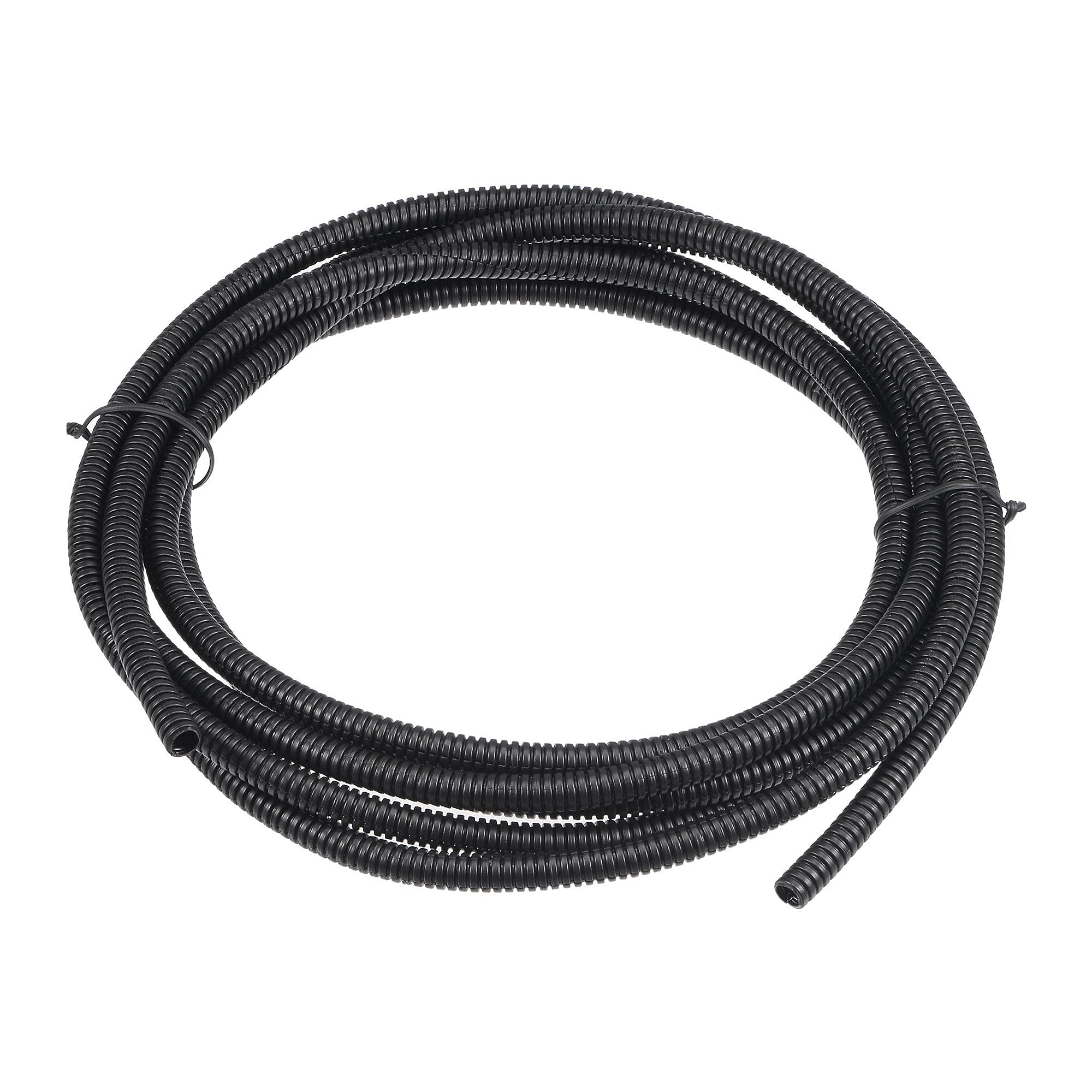 sourcing map 3.0 M 5.2 x 7.2 mm PP Split Corrugated Conduit Tube for Garden,Office Black