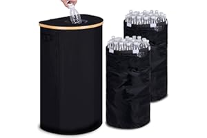 efluky Recycling Bin for Kitchen 100L, 26 Gallon Recycle Bins for Indoor Outdoor Home Use with 2 Removeable and Reusable Inner Bags, Tall Recycle bin for Bottle Can Plastice Stickers (Black)