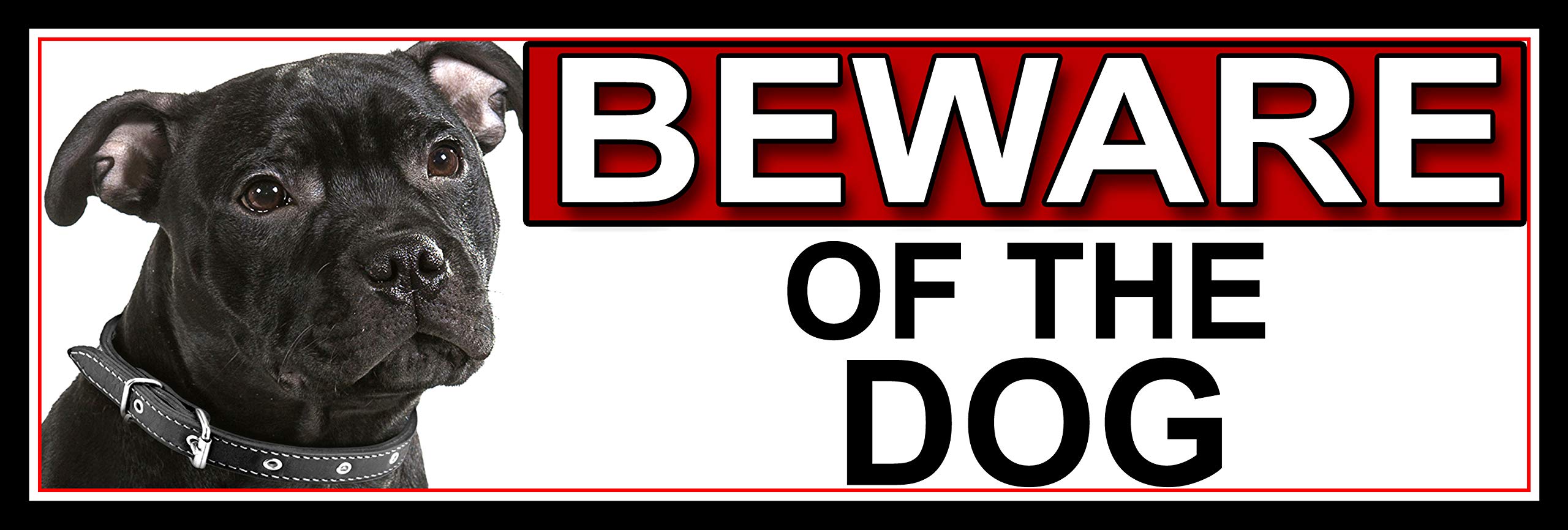 SHAWPRINT American Staffordshire BEWARE OF THE DOG METAL GATE SIGN 266mm x 87m. (496H2)