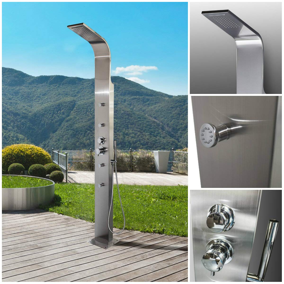 316 Marine Grade Stainless Steel Massage Outdoor Shower Panel